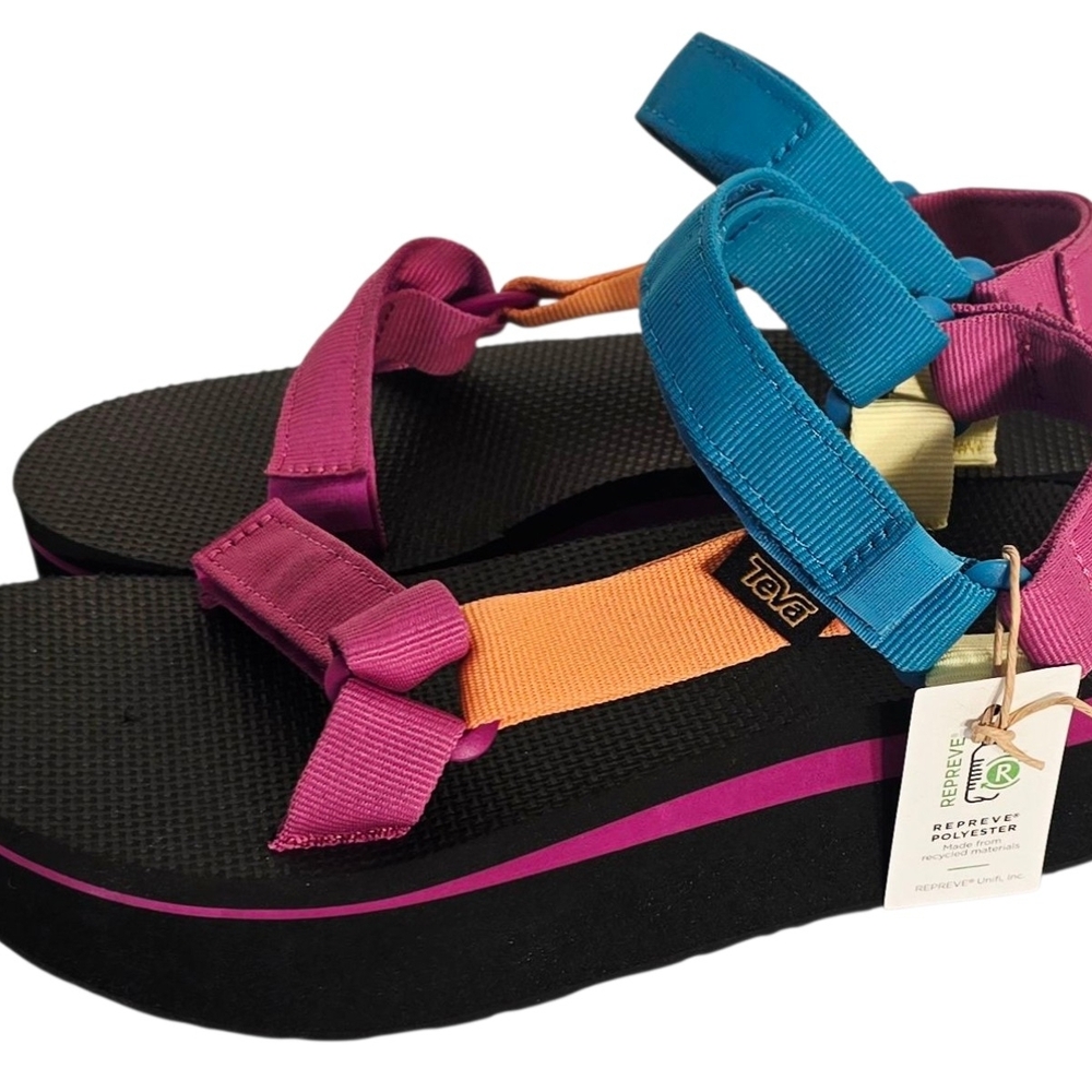 Teva Platform Sandals Womens Multicolor Flatform Hiking Outdoor NEW - Picture 5 of 8